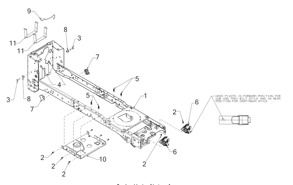 Frame Diagram and Parts List for XT1-GT50KH (14BQA3CQ010)(2021) Cub Cadet Lawn Tractor